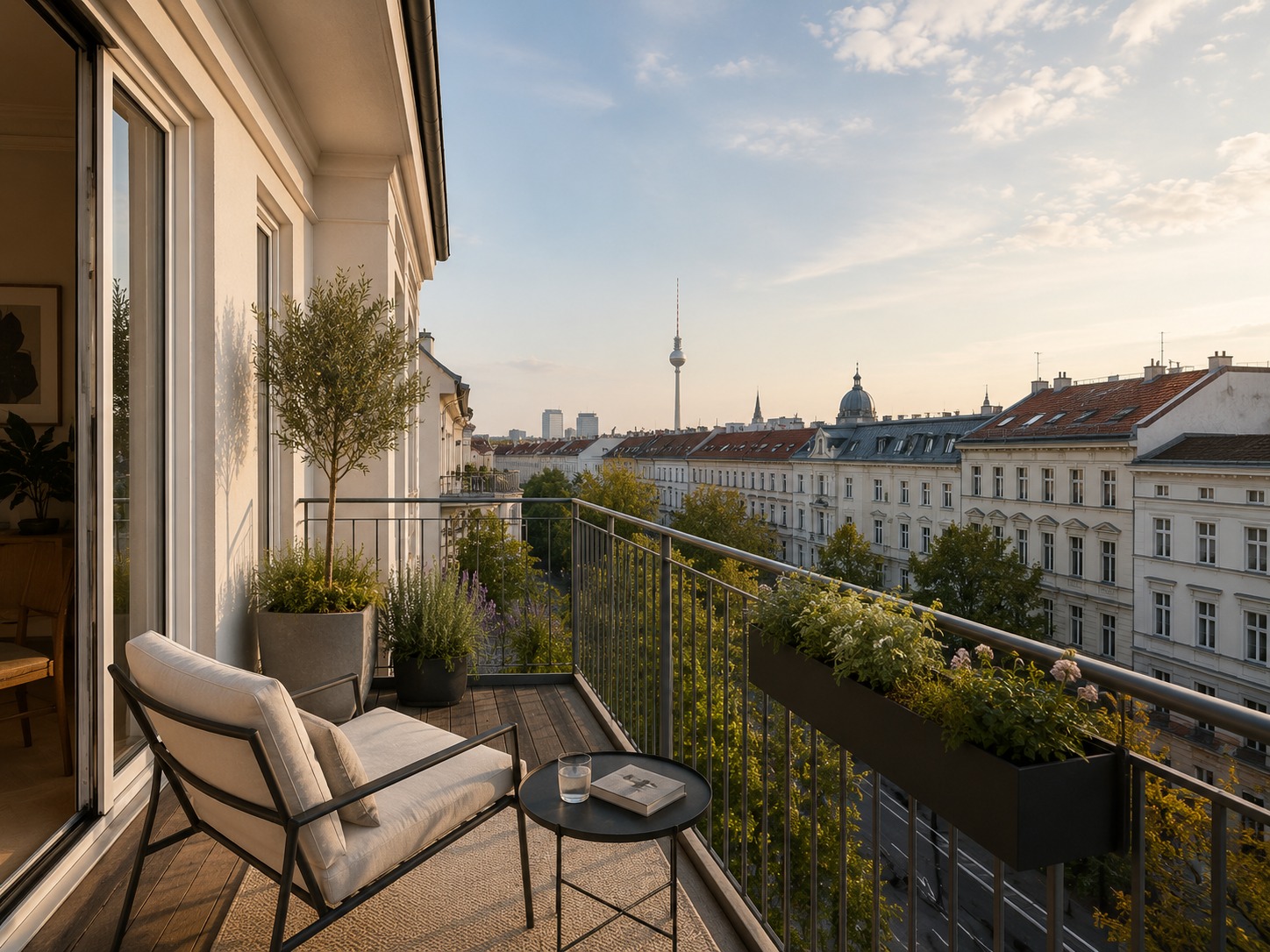 Balkon, Loggia, Dachterrasse — Aussichten in der Stadt
